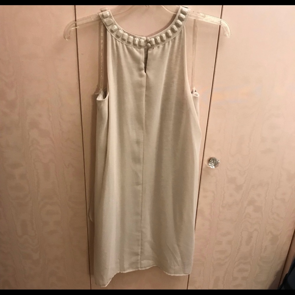 XS Bisou Bisou Cream Dress w beaded neck
